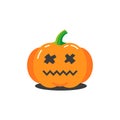 Illustration of a simple animated cartoon funny pumpkin for halloween that seemed to have died Royalty Free Stock Photo