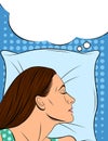 Colorful illustration of a sleeping woman in comic art style. Royalty Free Stock Photo