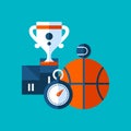 Colorful illustration about sport and physical education in modern flat style. College subject icon