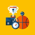 Colorful illustration about sport and physical education in modern flat style. College subject icon Royalty Free Stock Photo