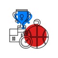 Colorful illustration about sport and physical education in modern outline style. College subject icon. Royalty Free Stock Photo