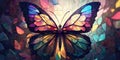 Colorful illustration of stained glass butterfly created by Generative AI Royalty Free Stock Photo