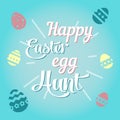 Colorful illustration with the title Happy Easter Egg Hunt.