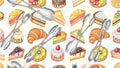 Assorted Desserts and Baking Utensils Pattern Royalty Free Stock Photo