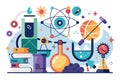 A colorful illustration of various scientific instruments and objects Royalty Free Stock Photo