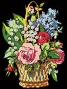 Colorful illustration of Vintage bouquet of flowers with rose