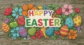 Easter Theme Combining Spring Flowers and Elegantly Designed Easter Eggs Royalty Free Stock Photo