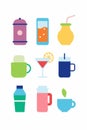 9 Colorful Illustrations of Different Types of Drinks for Your Design Projects Royalty Free Stock Photo