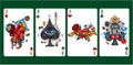 Colorful images of playing cards four aces