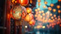 Colorful images showcasing streets adorned with intricate lantern decorations for the Chinese New Year Royalty Free Stock Photo