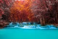 Colorful of imagine tropical waterfall and blue lagoon