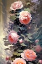 Colorful Impressionism Floral Oil Painting, created with Generative AI technology