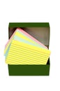 Colorful Index Cards In Vintage Metal Box Royalty Free Stock Photo