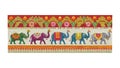 Colorful Indian Elephant Pattern with Blue, Red, Gold, vector design Generative AI Royalty Free Stock Photo