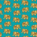 Colorful Indian Elephant pattern