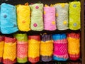 Colorful indian female cloths stack in wholesale shop