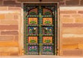 Colorful Indian Haveli Double Doors with Hand-Painted Details Royalty Free Stock Photo