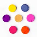 Colorful Indian Holi colors on white background Royalty Free Stock Photo