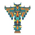 Colorful indian totem. Vector illustration on white background Royalty Free Stock Photo