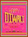 Colorful Indian truck painting on Happy Diwali card for festival of light of India