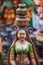 Colorful Indian woman statue made with clay