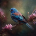 colorful indigo bunting perched on a tree branch Royalty Free Stock Photo