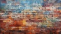 Old brick wall background, delicate colorful grunge texture or pattern for design. Generative ai Royalty Free Stock Photo