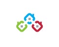 Colorful inerconnected square house icon