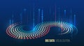Colorful infinity of data particles forming a digital flow on a dark blue background. Concept of big data visualization, Royalty Free Stock Photo