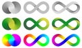 Infinity signs. Abstract colorful endless symbols collections