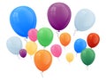 colorful inflatable balloons with ribbon on white background. template for birthday, wedding, party, holidays. Vector