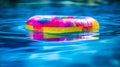 Colorful Inflatable Kids Ring in Swimming Pool. Generative ai