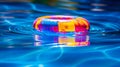 Colorful Inflatable Kids Ring in Swimming Pool. Generative ai