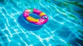 Colorful Inflatable Kids Ring in Swimming Pool. Generative ai