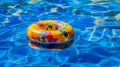 Colorful Inflatable Kids Ring in Swimming Pool. Generative ai