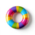 Colorful inflatable swim ring isolated on a clean white background Royalty Free Stock Photo
