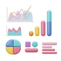 Colorful infographic elements with charts, graphs, and pie diagrams Royalty Free Stock Photo