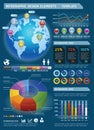 Colorful Infographic Elements with global map. Royalty Free Stock Photo