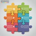 Colorful infographic made of interlocking puzzle pieces arranged in Royalty Free Stock Photo