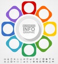 Colorful infographic template, set of vector icons, business circular presentation, 8 options