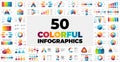 50 Colorful Infographic templates for your presentation. Includes tons of multipurpose color info graphic elements Royalty Free Stock Photo