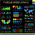 Colorful infographics set on black