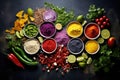 colorful ingredients for nachos laid out neatly