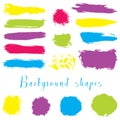 Colorful ink borders, brush strokes, stains, banners, blots, splatters. Royalty Free Stock Photo