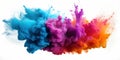 Colorful Ink Clouds. Explosive Color Burst of Blue, Purple, Orange. Abstract Swirl Isolated on White Background Royalty Free Stock Photo