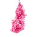 Colorful ink isolated on white background. pink drop swirling under water. Cloud of ink in water. Royalty Free Stock Photo