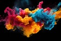 Colorful Ink Mixed With Water on Black Background, Mesmerizing Fluid Art Creation, Splash of color paint, water or smoke on dark Royalty Free Stock Photo