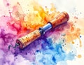 Colorful Ink Splash with Roller Pen Artistic Design Royalty Free Stock Photo