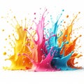 Colorful ink splashes on white background Royalty Free Stock Photo