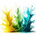 Colorful ink splashes on white background Royalty Free Stock Photo